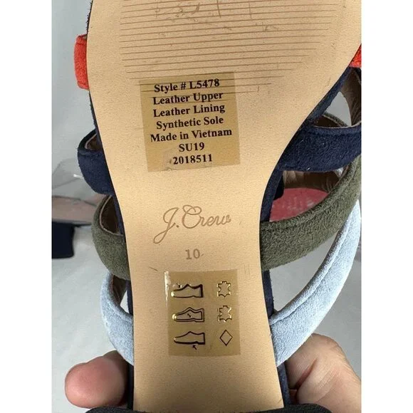 J. Crew Strappy Penny Multicolor Suede Slide Sandals Size 10 - Picture 9 of 10